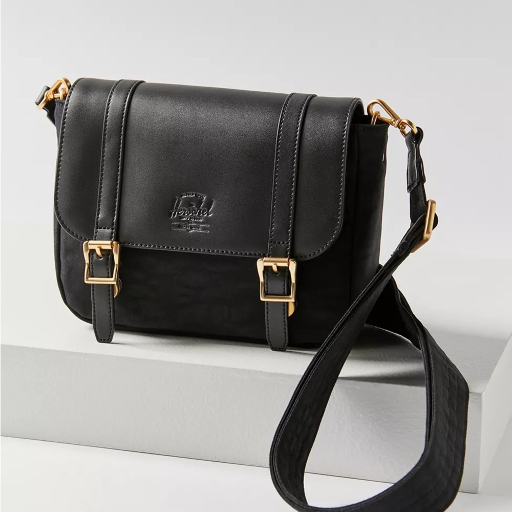 Herschel Supply Company Black Orion Retreat Crossbody Satchel with Gold Hardware